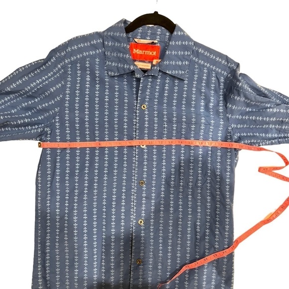 Marmot Tommy Caldwell Short Sleeve Blue Button Shirt Mens S - Picture 4 of 8